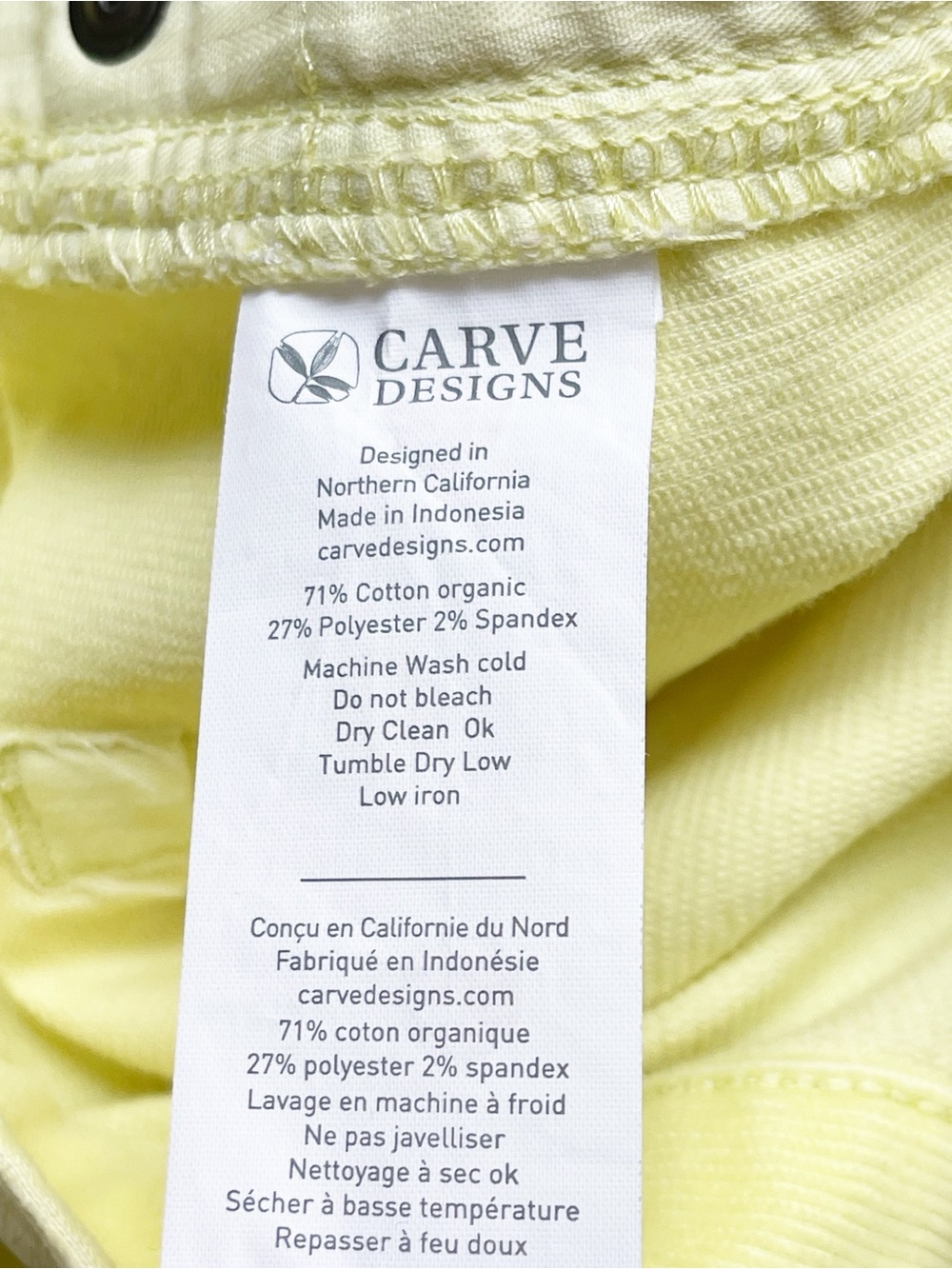 Carve Designs Oahu 6” Corduroy shorts in summer citrus yellow. 8 - Picture 8 of 8